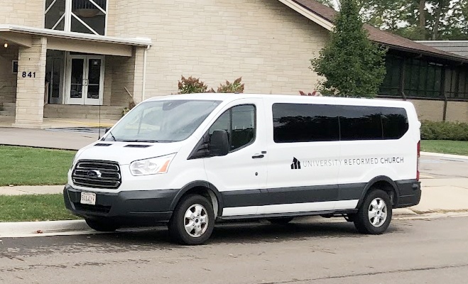 The University Reformed Church campus van at 841 Timberlane Street